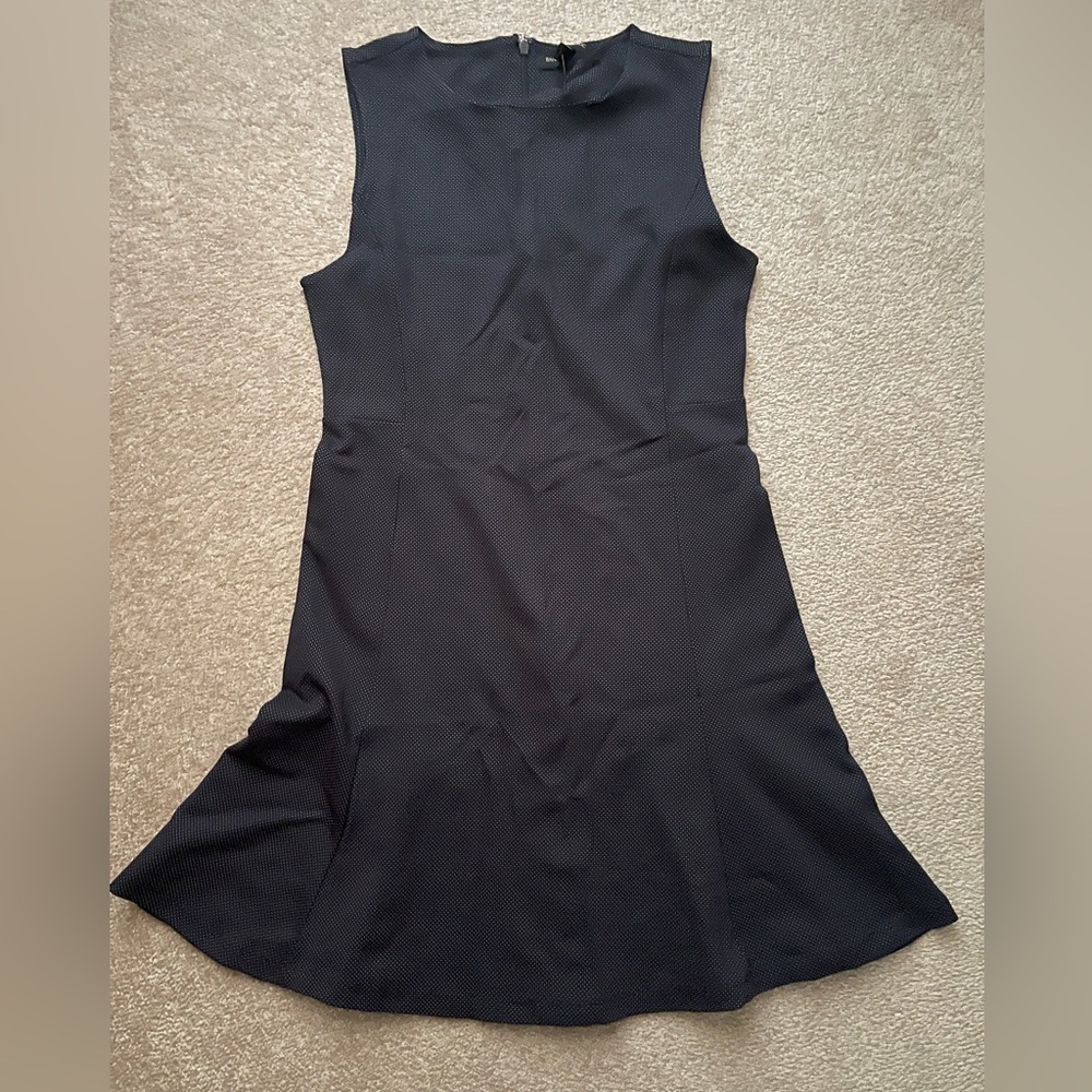 Banana Republic Navy Blue Sleeveless Polka Dotted Fit & Flare Dress